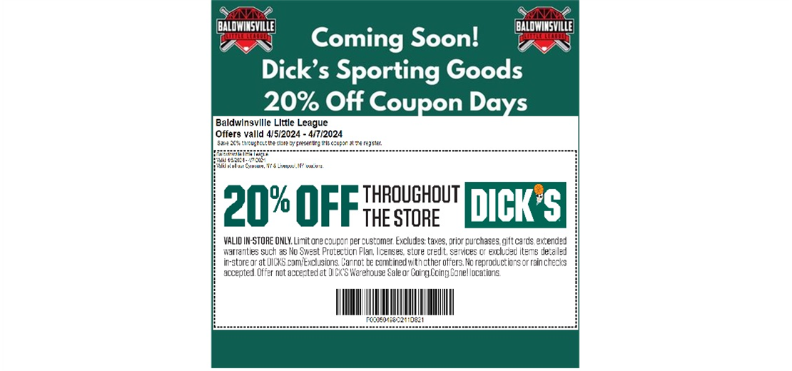 DICK'S Sporting Goods 20% off coupon April 5th - 7th!!!